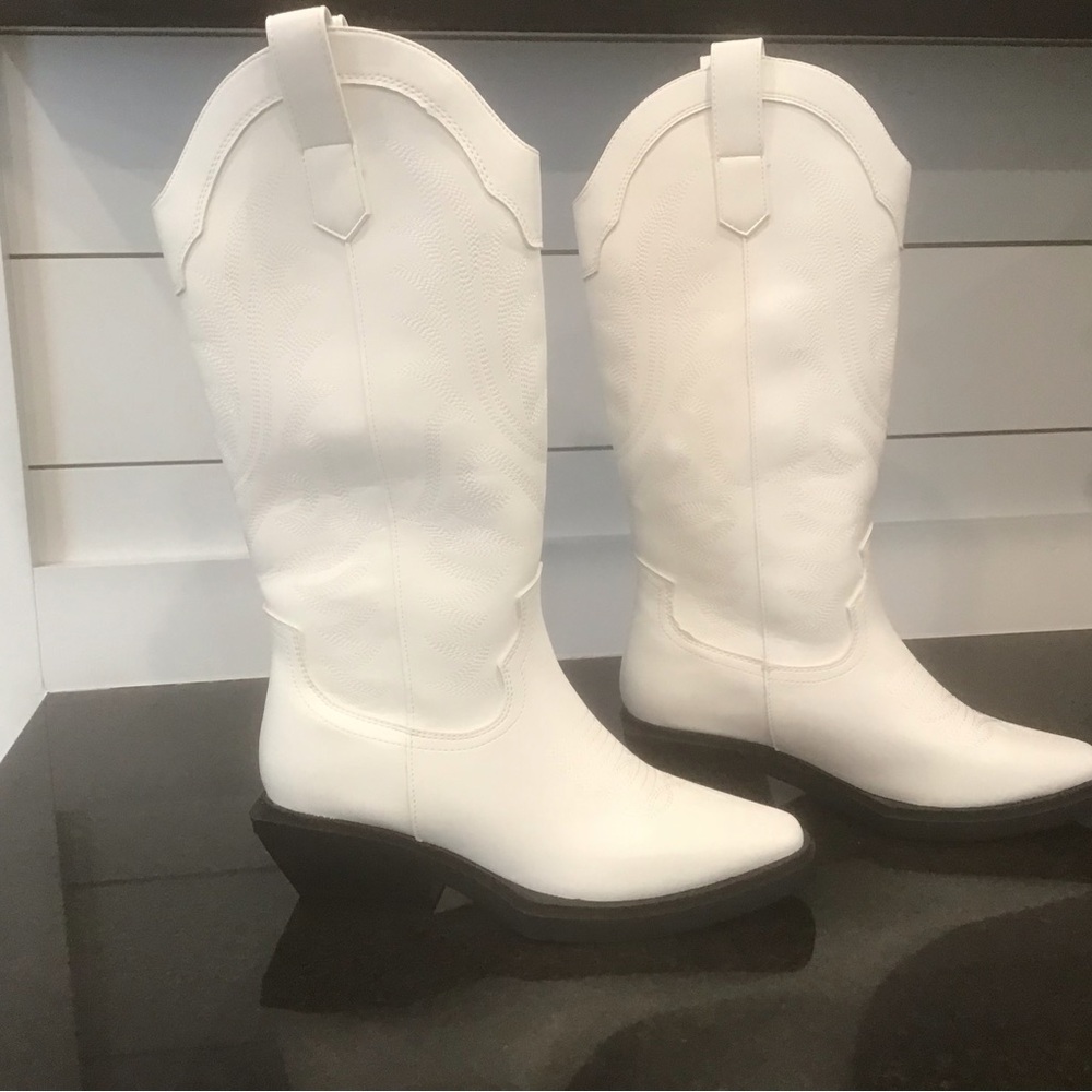 ASOS White Heeled Western Boots